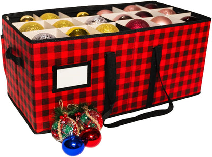 Large Christmas Ornament Storage Container Box with Zipper Closure