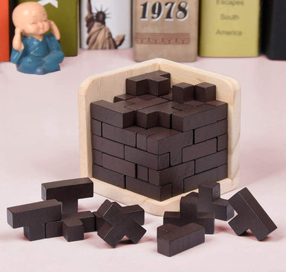 Wooden Brain Teaser Puzzle - Jigsaw Logic Puzzle
