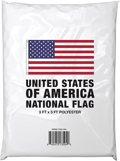 American 3X5-USA 3x5 Feet Outdoor, Heavy Duty Nylon US Flags with Embroidered Stars, Sewn Stripes and Brass Grommets, Red, White, Blue