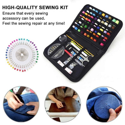 128Pcs Portable Travel Sewing Box Kit Needles Thread Stitching Kit DIY Sewing Supplies Premium Mini Sewing Accessories