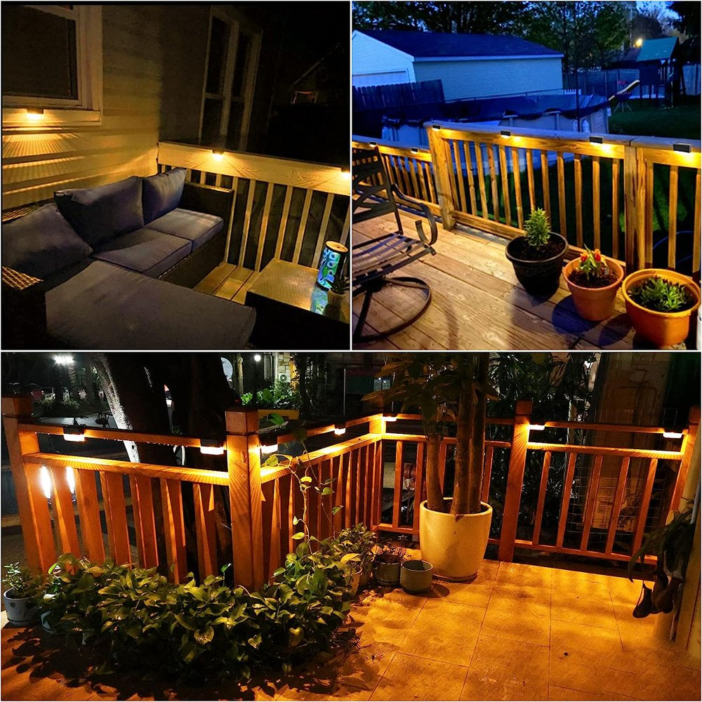 Solar Deck Lights Outdoor, 8 Pack Solar Step Lights Waterproof LED Solar Lights for Outdoor Decks, Railing,Stairs, Step, Fence, Yard, and Patio Christmas Decoration Lights(Warm White)