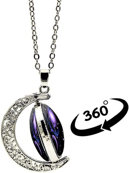 Zodiac Necklace Jewelry Birthday Gifts Astrology 12 Constellation Horoscope Sign Galaxy Crescent Half Moon Pendant Necklace