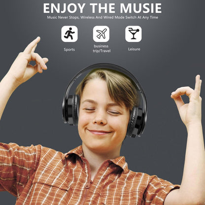 Bluetooth Over-Ear Headphones, Hi-Fi Stereo Wireless Foldable Headset with Soft Memory-Protein Earmuffs, Built-In Mic