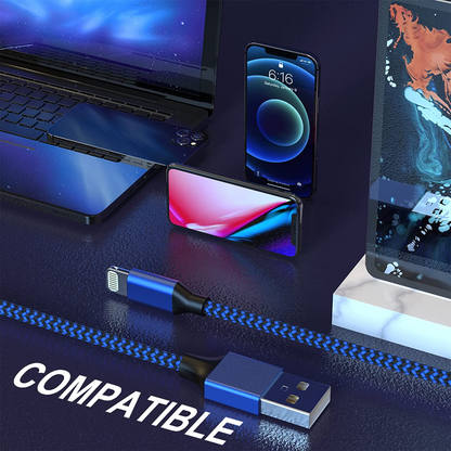 6 Pack Apple Mfi Certified iPhone & iPad Charger Long Lightning Cable Fast Charging High Speed Data Sync USB Cable