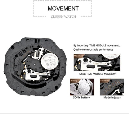 Men's Quartz-Analog Watch - Military Sport Wristwatch with Leather Band