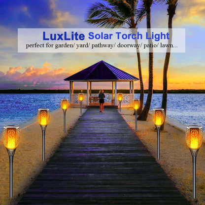 4 Pack Solar Lights Outdoor LED Light with Flickering Flame, Waterproof Solar Garden Lights for Path Landscape Patio Decor