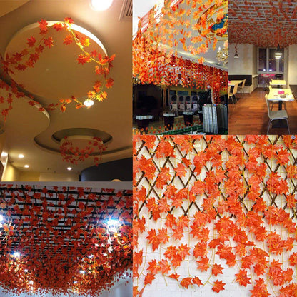  Autumn Artificial Silk Maple Leaf Hanging Garlands, 3.50" (Orange) (12 Count)