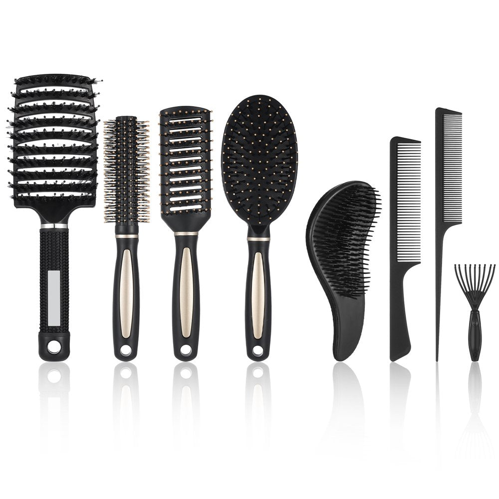5 Pieces Hair Brush Comb Set Detangling Paddle Brush round Hair Tail Comb Wet Dry Brush for Women Men Hair Styling(Purple)
