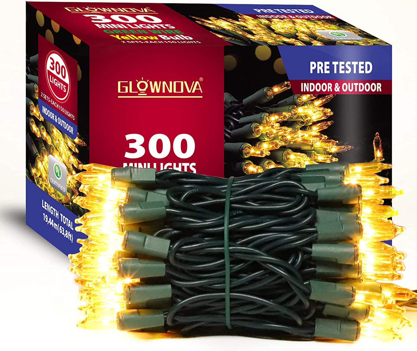  Patriotic String Lights, 100 Count 19.6 FT July 4th Mini White Wire Fairy Lights, 120V UL Certified Connectable Incandescent Independence Day