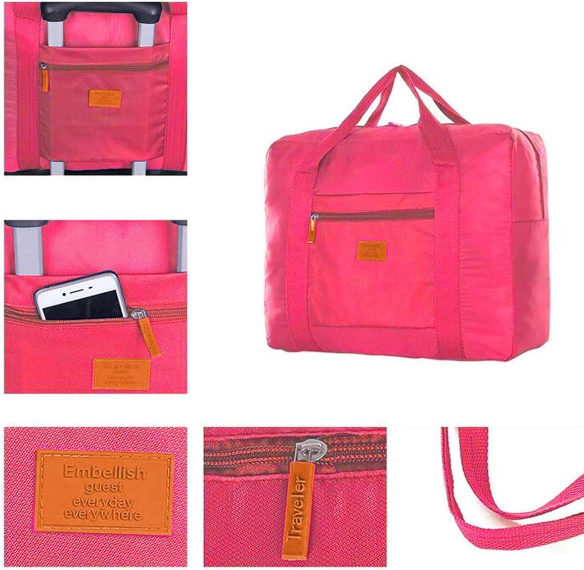 Travel Duffel Bag Lightweight Foldable Travel Bag for Women and Men Waterproof Tote Carry On Luggage Bag Weekender Overnight Bag (Red)