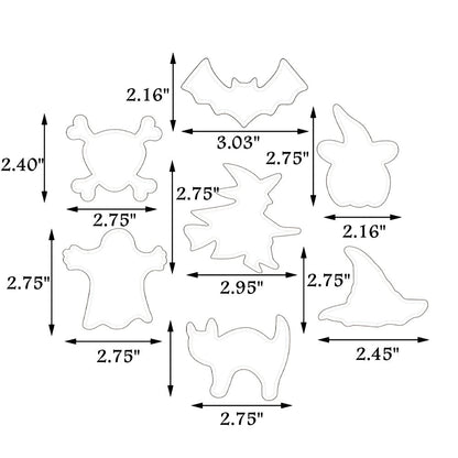 Halloween Cookie Cutters Set, Metal Biscuit Molds for Baking Bat,Cat,Witch,Pumpkin,Ghost,Spider,Skull,Witch Hat Shapes for Party Treat Decoration 7PCS