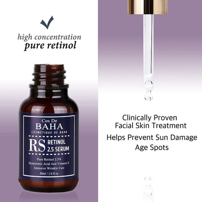 Retinol 2.5% Solution Facial Serum with Vitamin E 