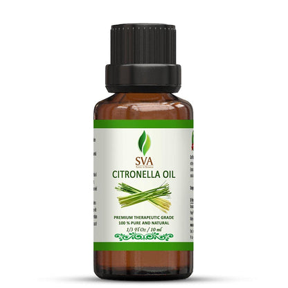 SVA Citronella Essential Oil - 1/3 Oz (10 ML) 100% Pure & Natural Therapeutic Grade Oil for Skin, Body, Diffuser, Candle Making