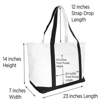 23" Large Heavy Duty 24 Oz. Cotton Canvas Shopping Tote Bag 