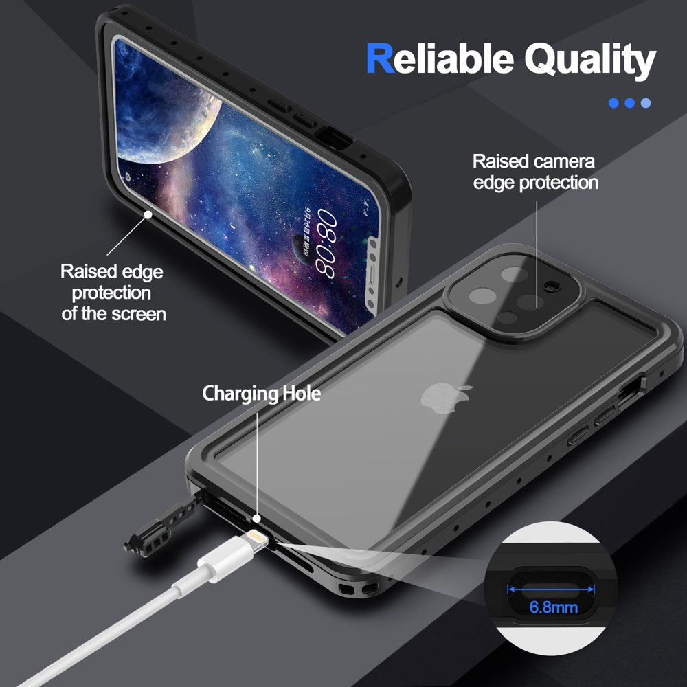 Iphone 12Pro Max Case with Lanyard Built-In Screen Protector 360° Protection Dustproof Waterproof