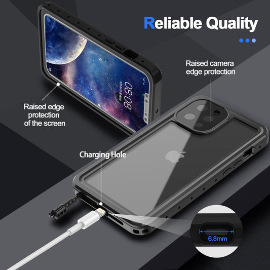 Iphone 12Pro Max Case with Lanyard Built-In Screen Protector 360° Protection Dustproof Waterproof