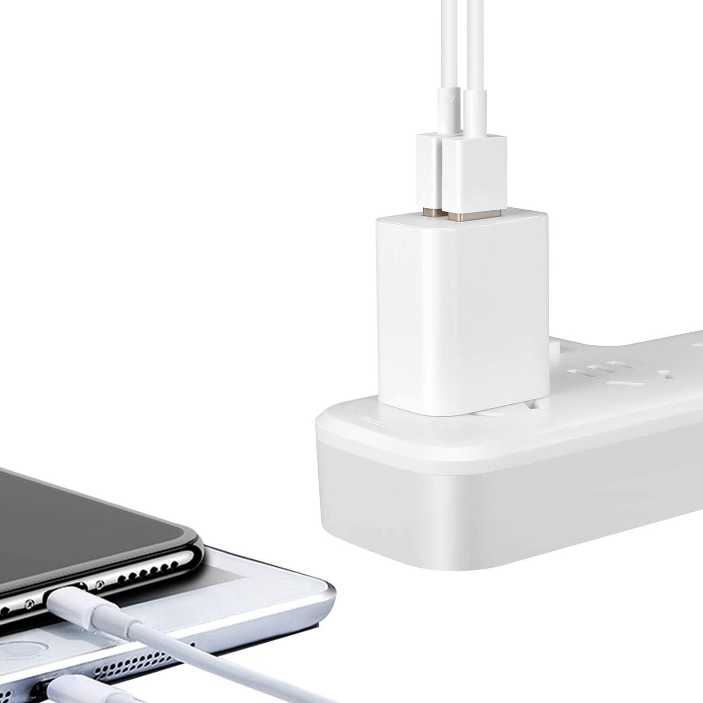  2Pack Dual Port Cube Plug Power Charging Adapter for Apple iPhone