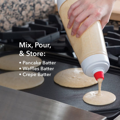  Pancake Batter Bottle with BlenderBall Wire Whisk, Pancake Batter Dispenser Bottle for Baking Pancakes, Cupcakes, Muffins, Crepes, and More, Mint Color
