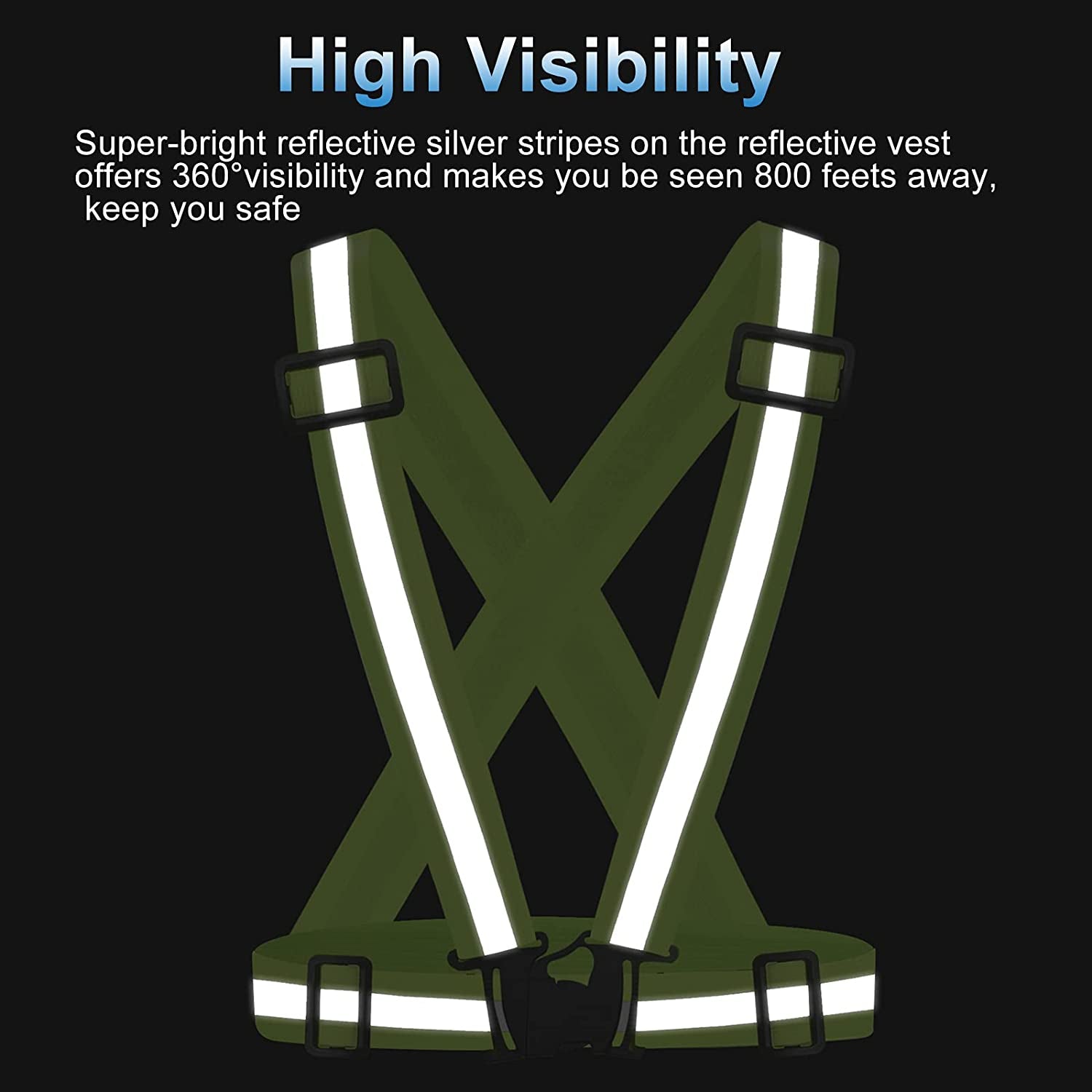  Running Reflective Vest Gear 2Pack, High Visible Reflective Running Vest Adjustable Safety VES for Night Outdoor Running Cycling Motorcycle Dog Walk Jogging