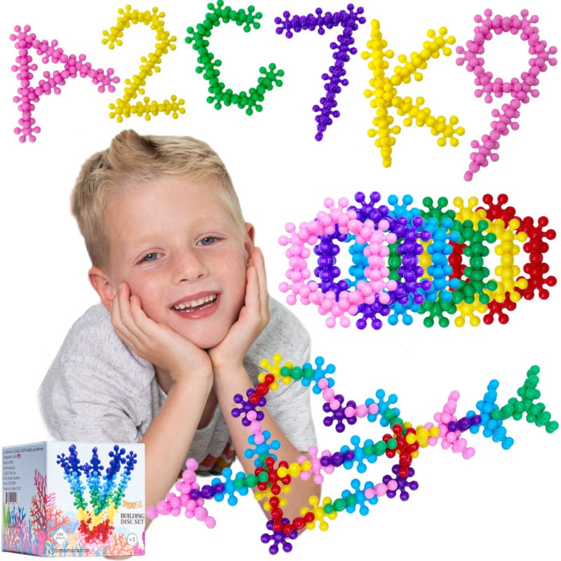 100 Piece Building Discs Set - Multi-colored Interlocking Connecting Blocks