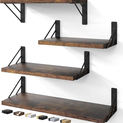 Wall Mounted Floating Shelves for Storage and Decor, Rustic Wood Shelves for Any Room