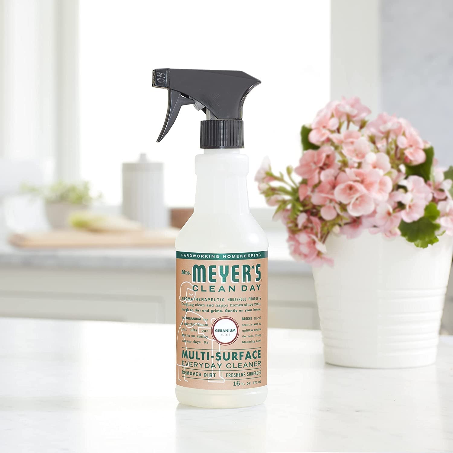 Mrs. Meyer's Kitchen Essentials Set, Includes: Hand Soap, Dish Soap, and All Purpose Cleaner, Geranium, 3 Count Pack