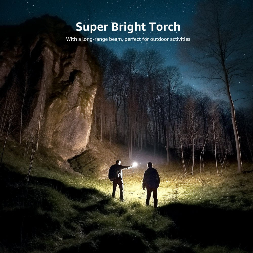 2-Packs LED Flashlights with Clip LE2050 Flashlight High Lumen Super Bright, 5 Lighting Modes, Zoomable Waterproof Lightweight Flashlights for Emergencies,Camping, Powered by AAA Battery,
