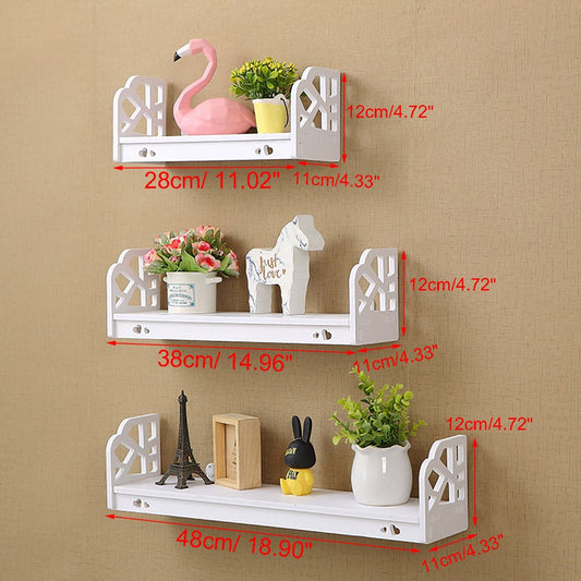 Set of 3 Wall Shelf Retro Floating Wall Shelves Modern Display Shelf Plant Holder Bathroom Storage Shelf for Home Office Bedroom Kitchen Bathroom Decor Gifts White