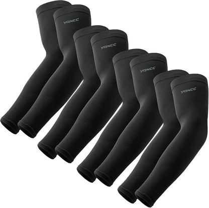 4 Pairs UV Sun Protection Arm Sleeves for Men & Women - UPF 50 Sports Compression Cooling Arm Sleeves