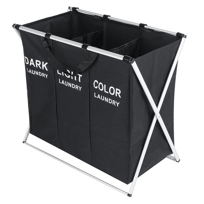 Double Laundry Hamper with Lid and Removable Laundry Bags, Large Collapsible 2 Dividers Dirty Clothes Basket with Handles for Bedroom, Laundry Room, Closet, Bathroom, College, Dark Gray