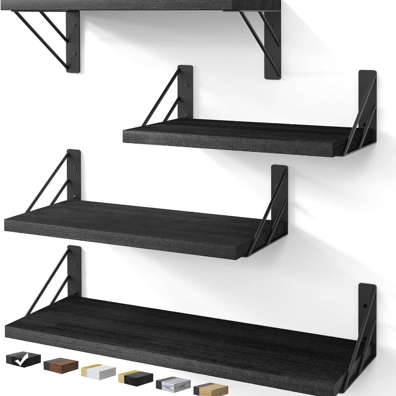 Wall Mounted Floating Shelves for Storage and Decor, Rustic Wood Shelves for Any Room