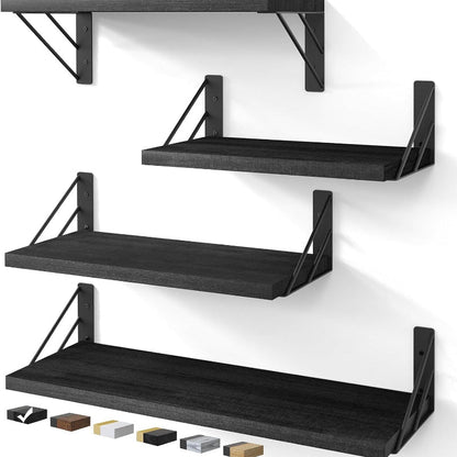 Wall Mounted Floating Shelves for Storage and Decor, Rustic Wood Shelves for Any Room