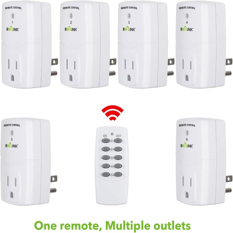 Wireless Remote Control Outlet Switch Power Plug in for Household Appliances, Wireless Remote Light Switches (2 Remotes + 5 Outlets)
