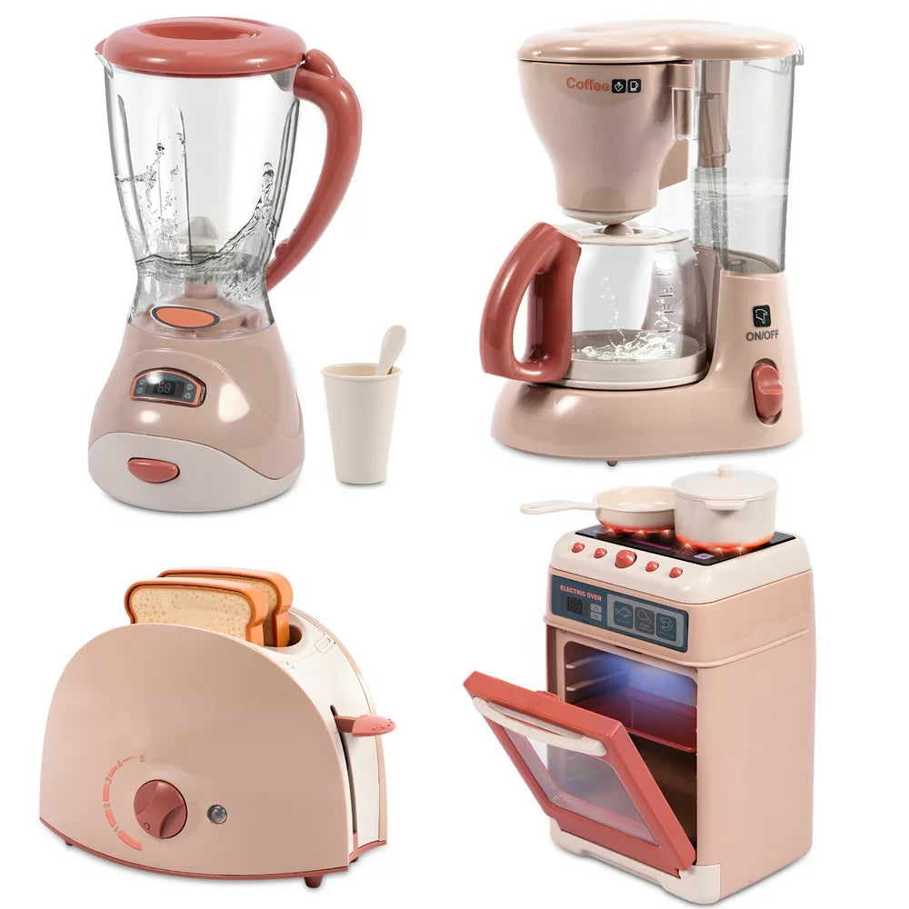 3Pcs Kids Play Kitchen with Oven, Toaster and Stirrer, Toy Kitchen Appliance for Toddlers Girls Boys Gift