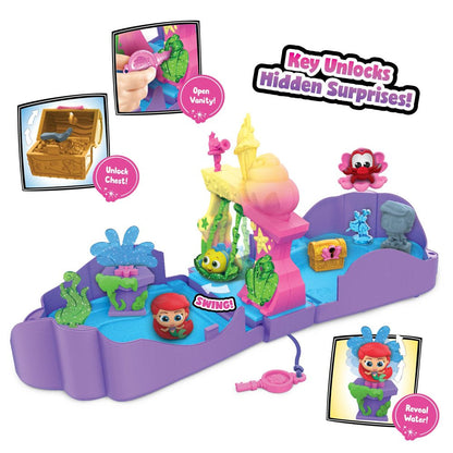 Disney Doorables beyond the Door Ariel’S Grotto Playset, Includes 3 Exclusive Disney the Little Mermaid Figures, 8 Accessories, and 1 Key, Kids Toys for Ages 5 Up