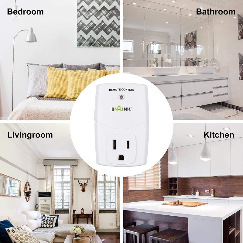 Wireless Remote Control Outlet Switch Power Plug in for Household Appliances, Wireless Remote Light Switches (2 Remotes + 5 Outlets)