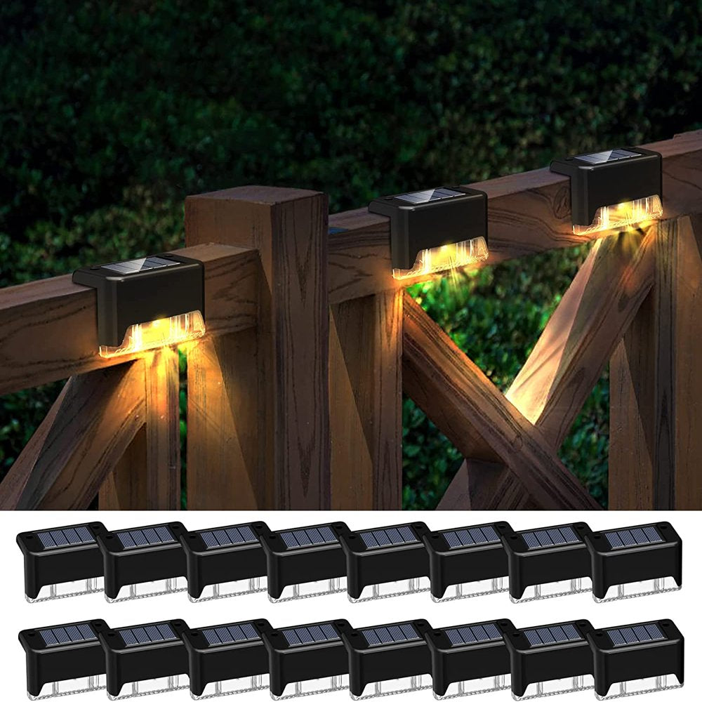 Solar Deck Lights Outdoor, 8 Pack Solar Step Lights Waterproof LED Solar Lights for Outdoor Decks, Railing,Stairs, Step, Fence, Yard, and Patio Christmas Decoration Lights(Warm White)