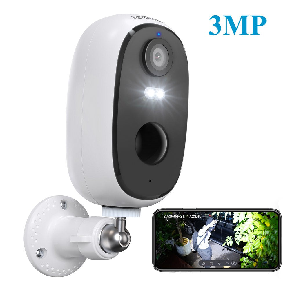 Solar Wireless Security Cameras Outdoor, Wifi, Iegeek 2K Color Night Vision, Spotlight & Siren Alarm, Outdoor Camera with AI Motion Detection