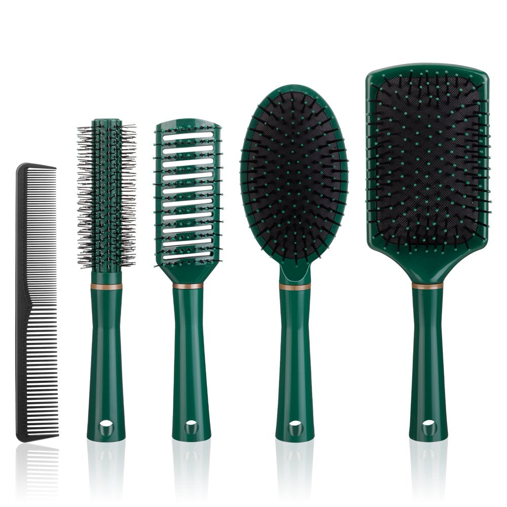 5 Pieces Hair Brush Comb Set Detangling Paddle Brush round Hair Tail Comb Wet Dry Brush for Women Men Hair Styling(Purple)