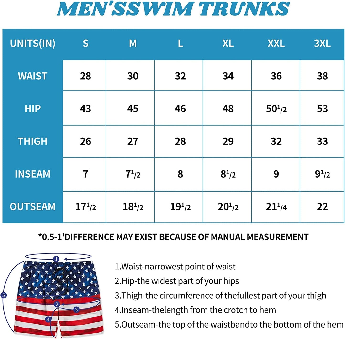  Mens Swim Trunks Quick Dry Board Shorts with Zipper Pockets Bathing Suit