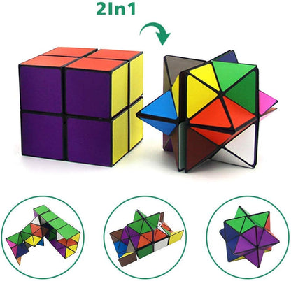 Magic Cube 2 in 1 Set, Magic 3D Puzzle Cubes for Kids and Adults