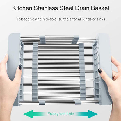 Expandable Dish Drying Rack over the Sink Dish Basket Drainer with Telescopic Arms Functional Kitchen Sink Organizer for Vegetable (8"-17") X 3.6" X 9"