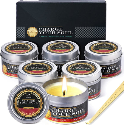  Aromatherapy Candle for Home Scented, Natural Soy Wax Portable Travel Tin Jar Candles(6 Pack Citronella Scented Candles)