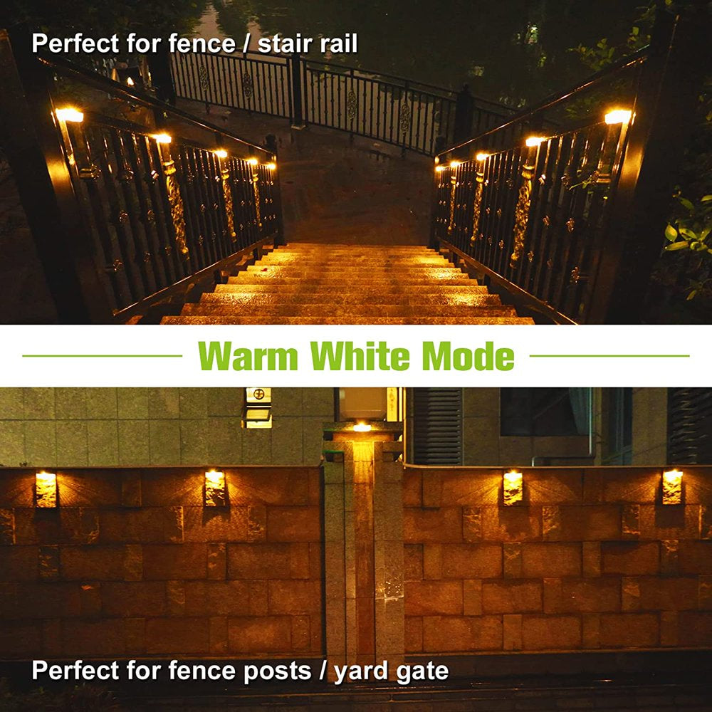 Solar Deck Lights Outdoor, 8 Pack Solar Step Lights Waterproof LED Solar Lights for Outdoor Decks, Railing,Stairs, Step, Fence, Yard, and Patio Christmas Decoration Lights(Warm White)