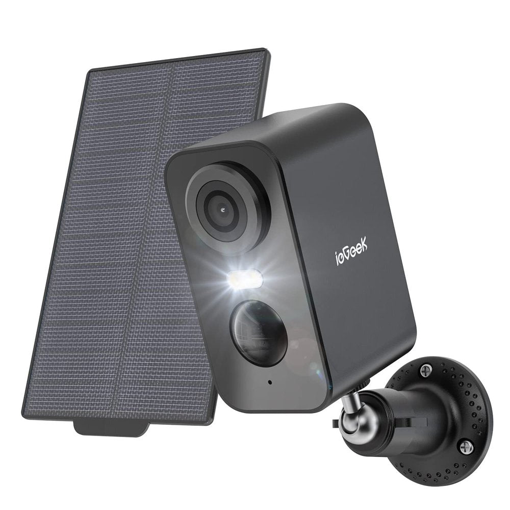Solar Wireless Security Cameras Outdoor, Wifi, Iegeek 2K Color Night Vision, Spotlight & Siren Alarm, Outdoor Camera with AI Motion Detection