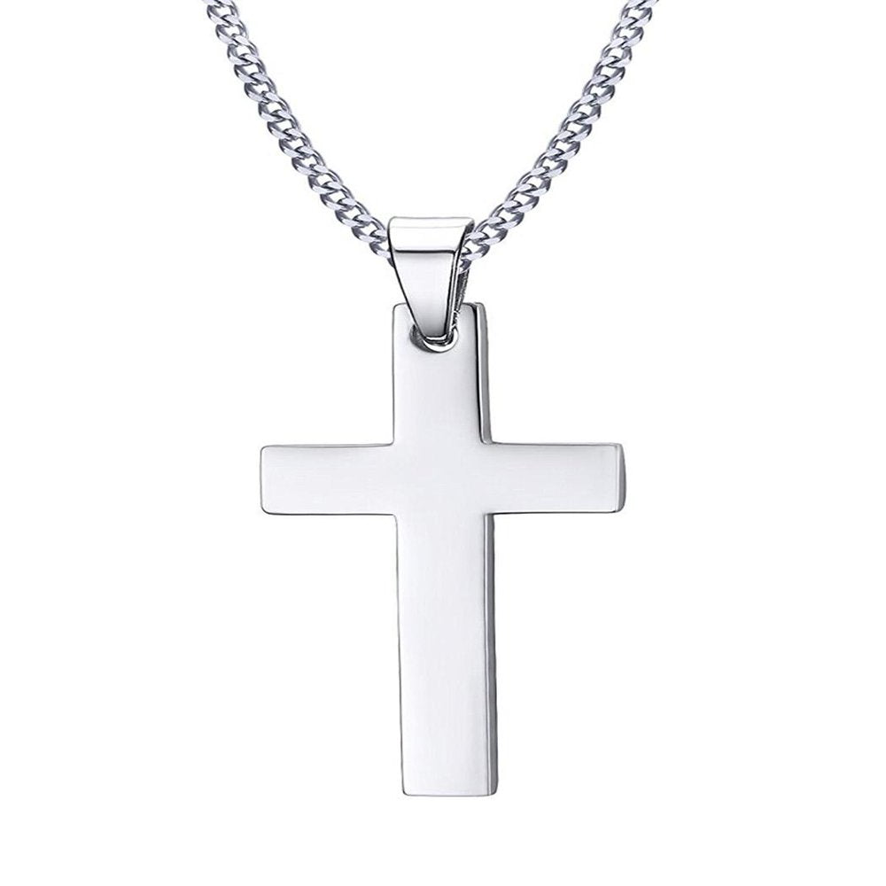 Stainless Steel Cross Pendant Chain Necklace for Men Women Jewelry Gift