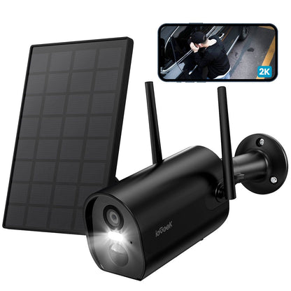 Solar Wireless Security Cameras Outdoor, Wifi, Iegeek 2K Color Night Vision, Spotlight & Siren Alarm, Outdoor Camera with AI Motion Detection