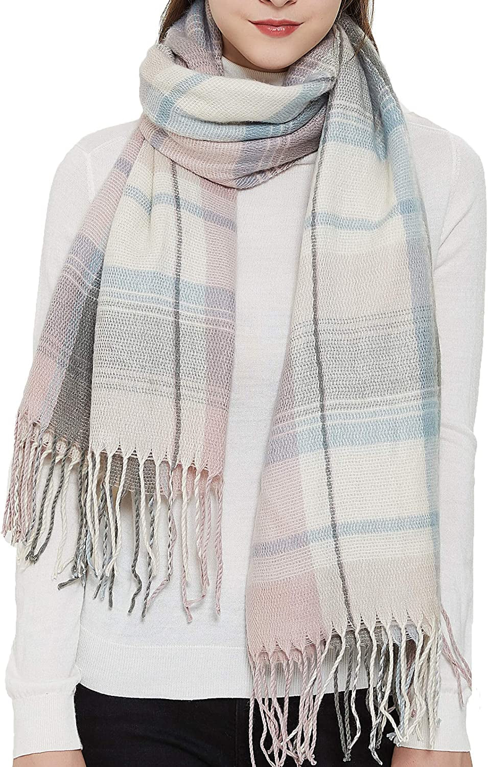  Women's Plaid Warm Shawl Scarf 