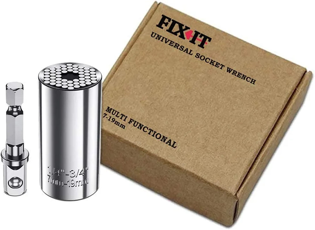 Universal Socket Wrench 7-19mm Multi-Function Fastener Universal Repair Tool, Power Drill Adapter Set