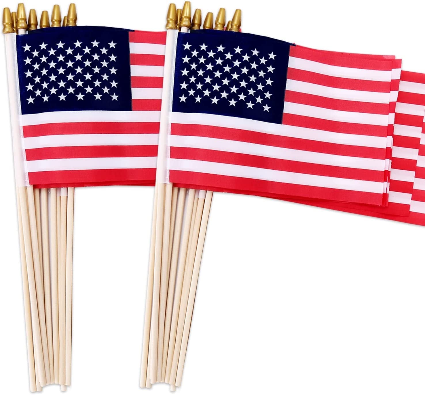  12 Pack Small American Flags on Stick, Small US Flags/Mini American Flag on Stick 4x6 Inch US American Hand Held Stick Flags with Kid-Safe Spear Top